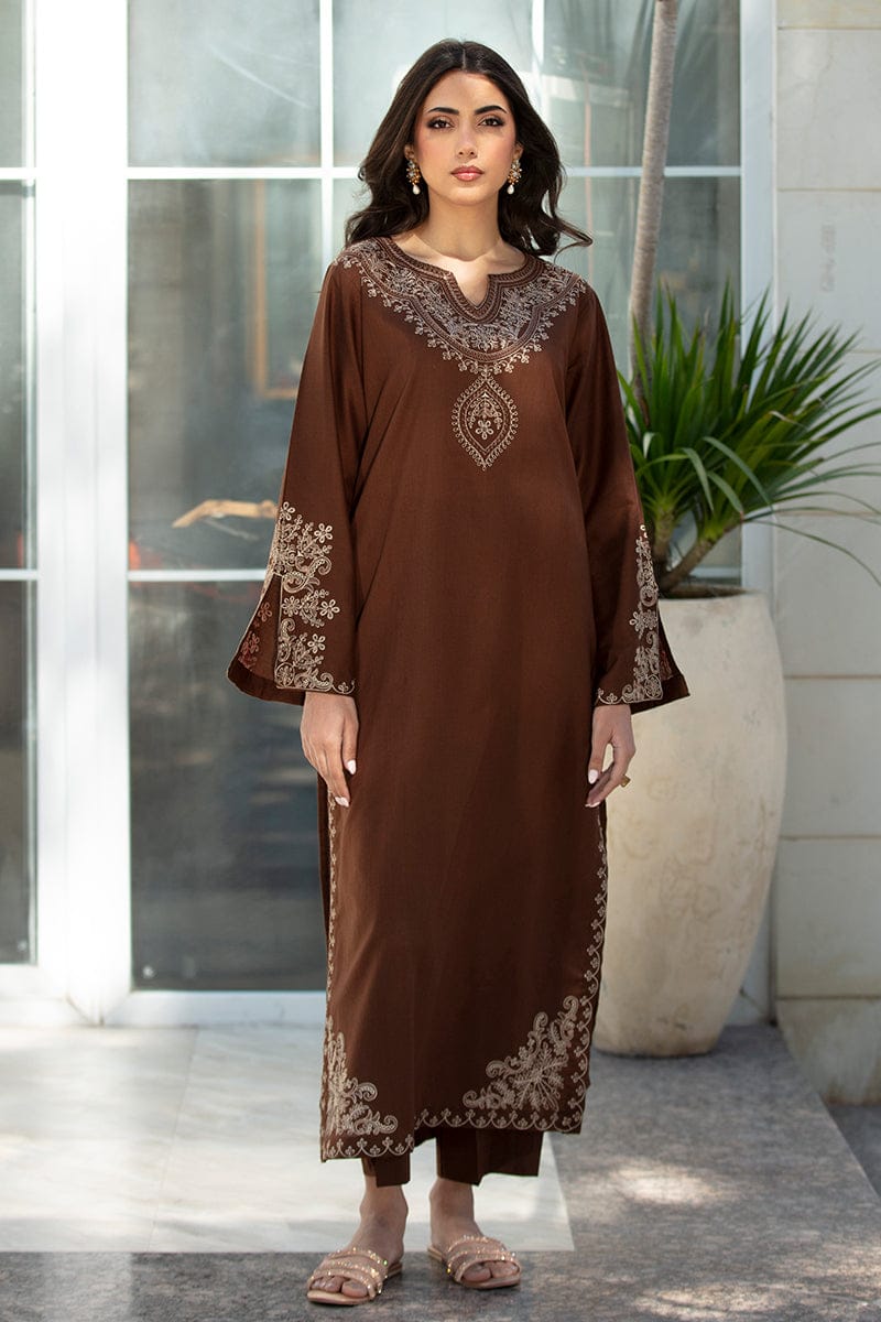 Uznau Embroidered Linen Three Piece Suit UZ-LNN-BR025