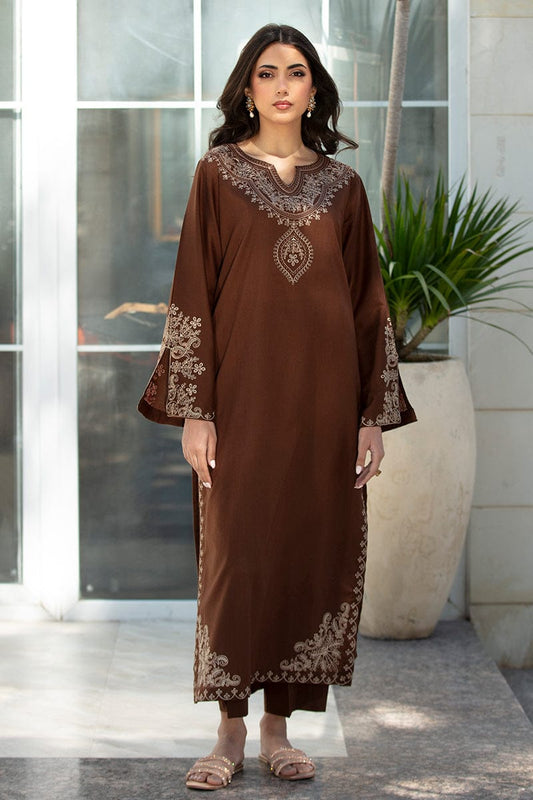 Uznau Embroidered Linen Three Piece Suit UZ-LNN-BR025