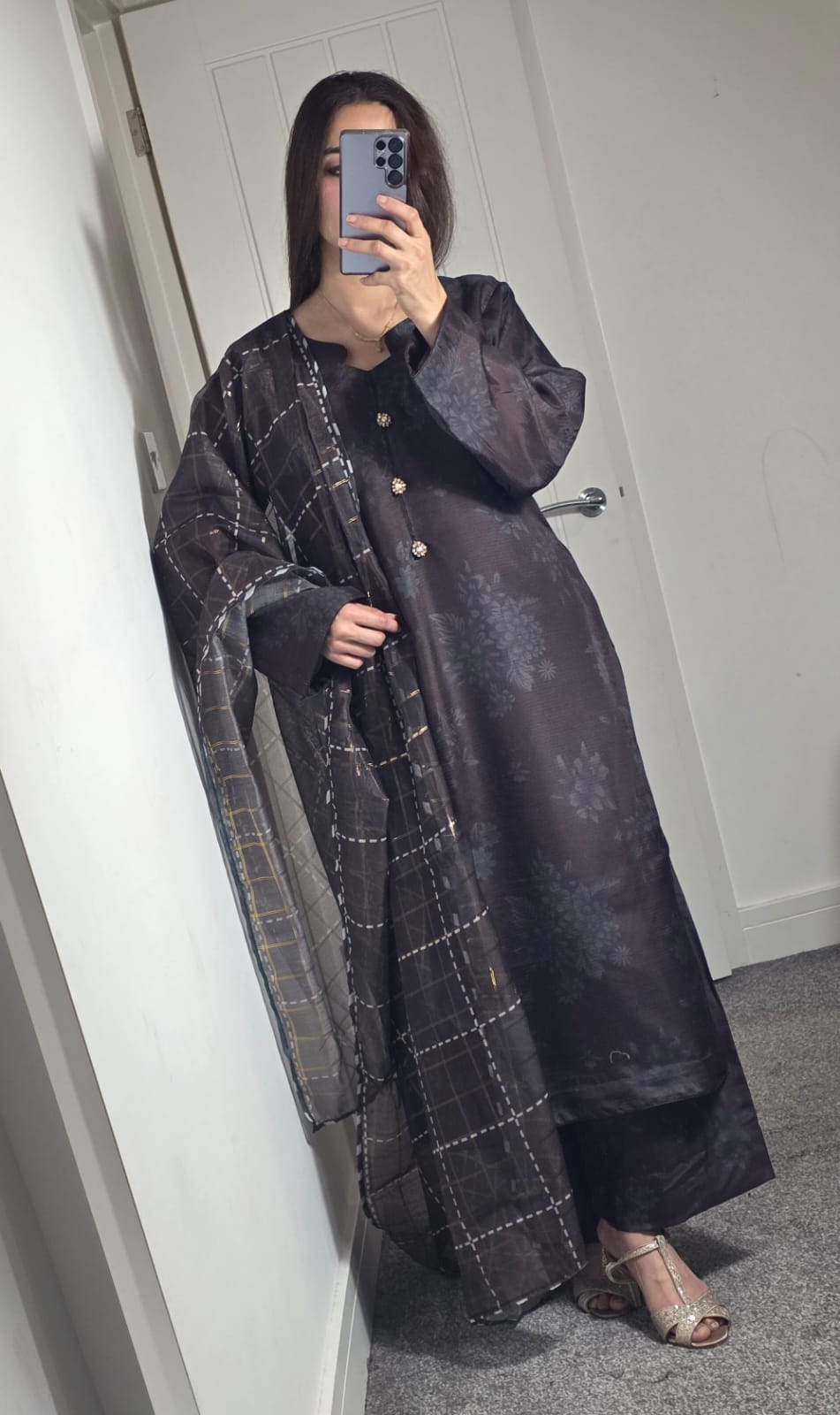 Uznau Silk Three Piece Suit UZ-SLK-BLK08