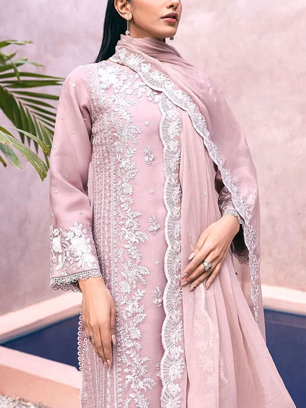 Uznau Chifoon Three Piece Suit UZ-CHF-PNK01