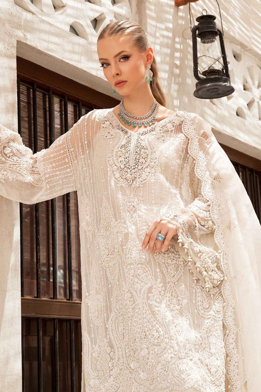 Uznau Chifoon Three Piece Suit UZ-CHF-WHT01