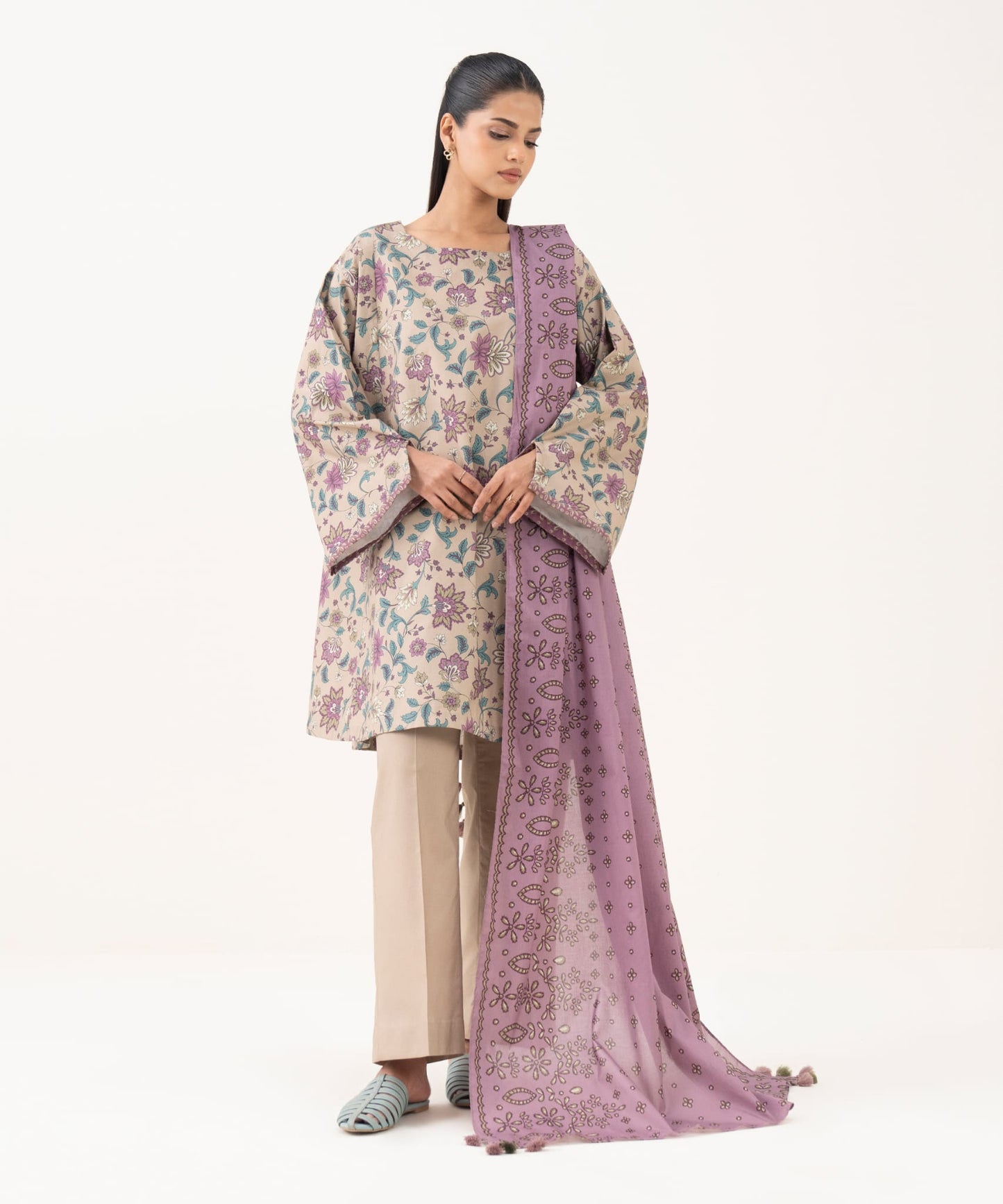Sapphire Printed Cotton Three Piece Suit SP-CT-PRP03
