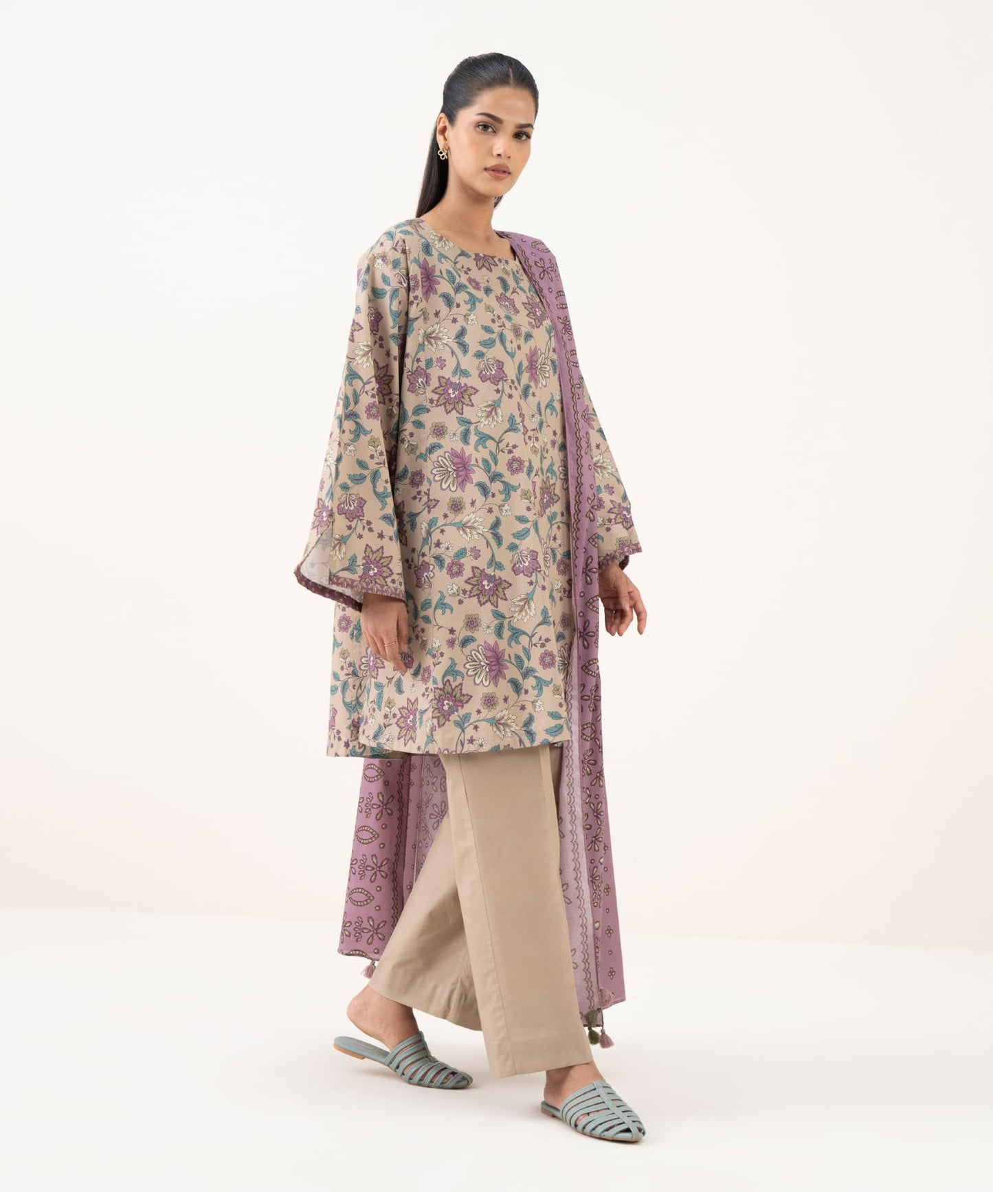 Sapphire Printed Cotton Three Piece Suit SP-CT-PRP03