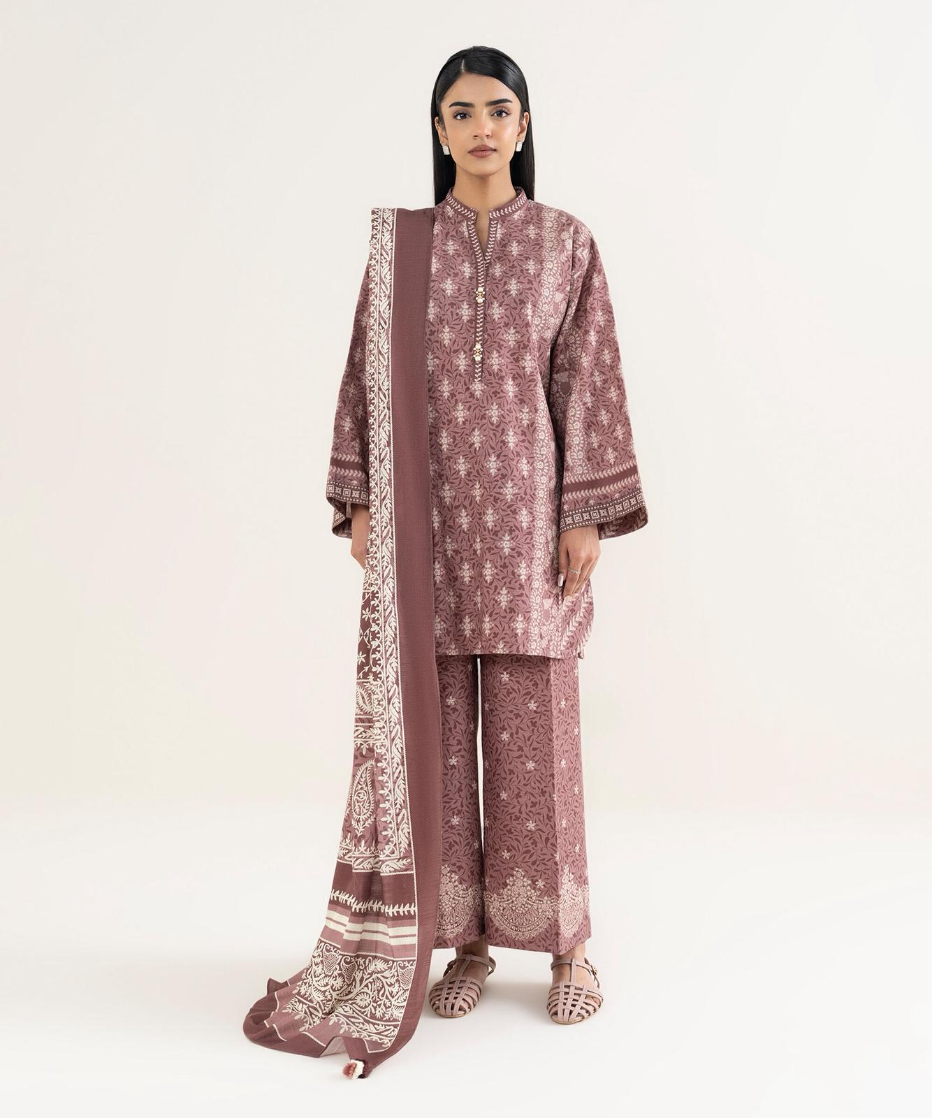 Sapphire Cotton Three Piece Suit SP-CT-PNK03