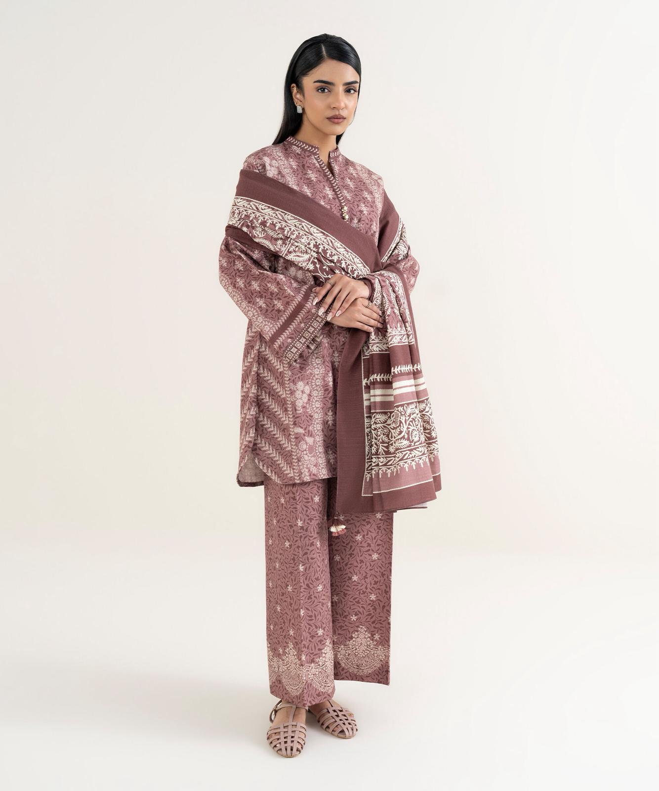 Sapphire Cotton Three Piece Suit SP-CT-PNK03