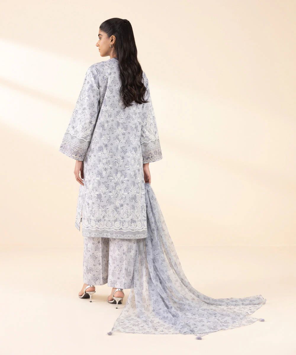 Sapphire Embroidered Three Piece Suit SP-LWN-GRY06
