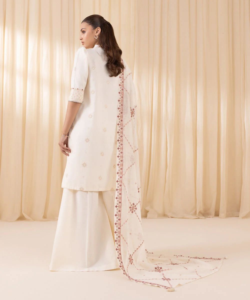 Sapphire Embroidered Cotton Karandi Three Piece Suit SP-CT-WHT01