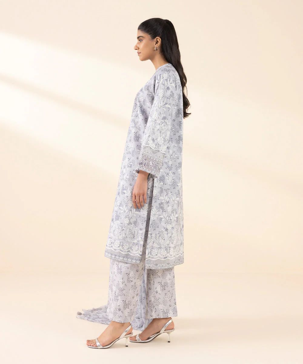 Sapphire Embroidered Three Piece Suit SP-LWN-GRY06