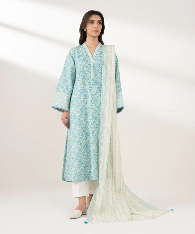Sapphire Printed Cotton Three Piece Suit SP-CT-FR01