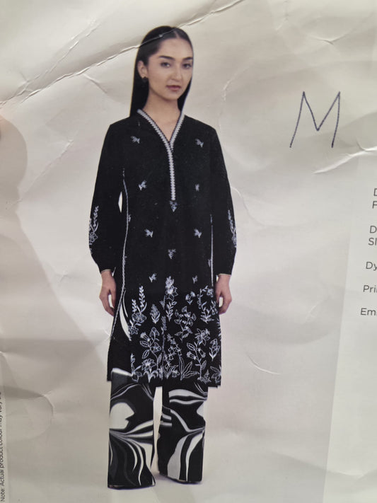 Sapphire Embroidered Cotton Three Piece Suit SP-CT-BLK01