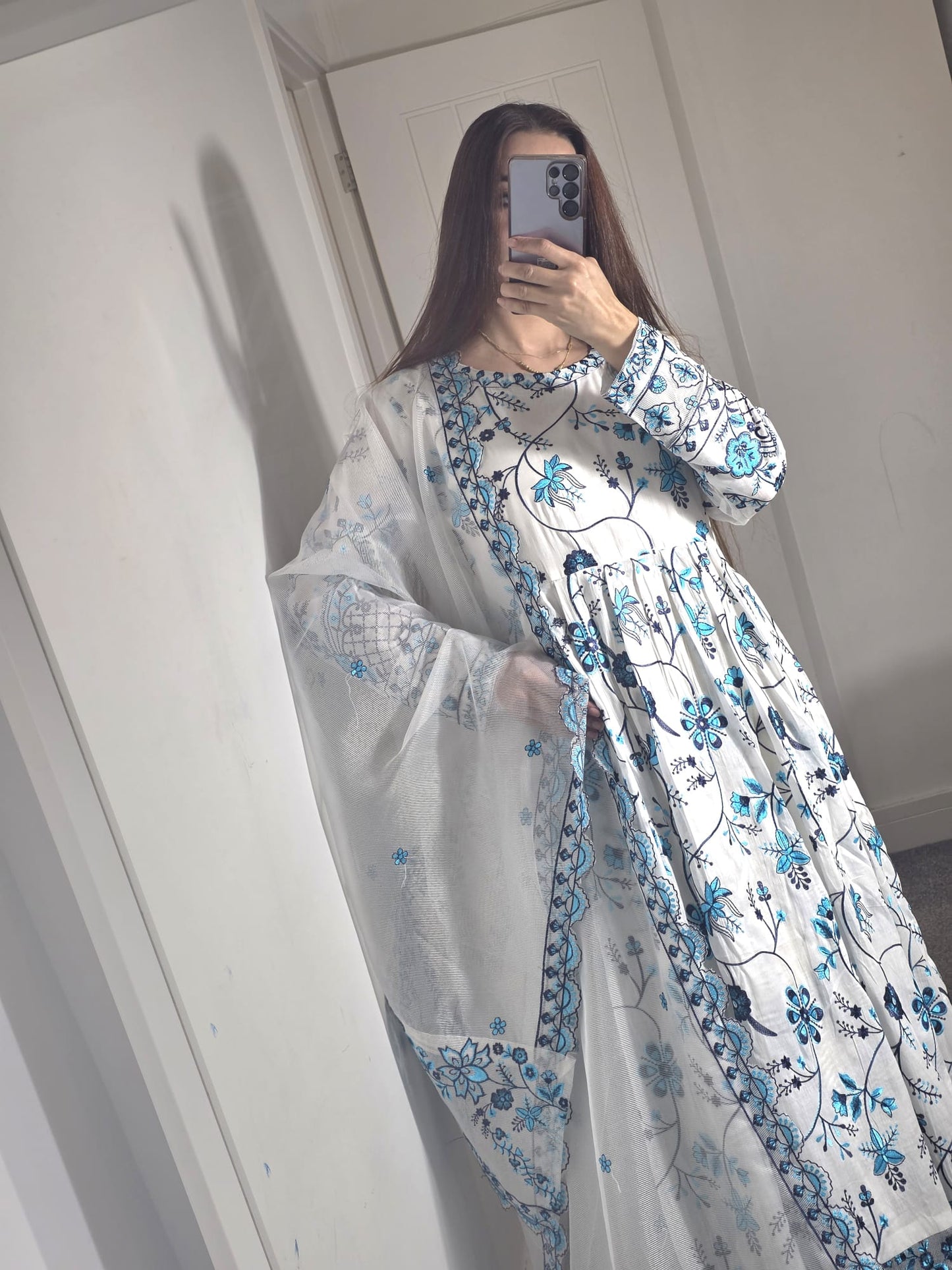 Uznau Lawn Three Piece Suit Faiza Saqlain Inspired UZ-LWN-BLU021