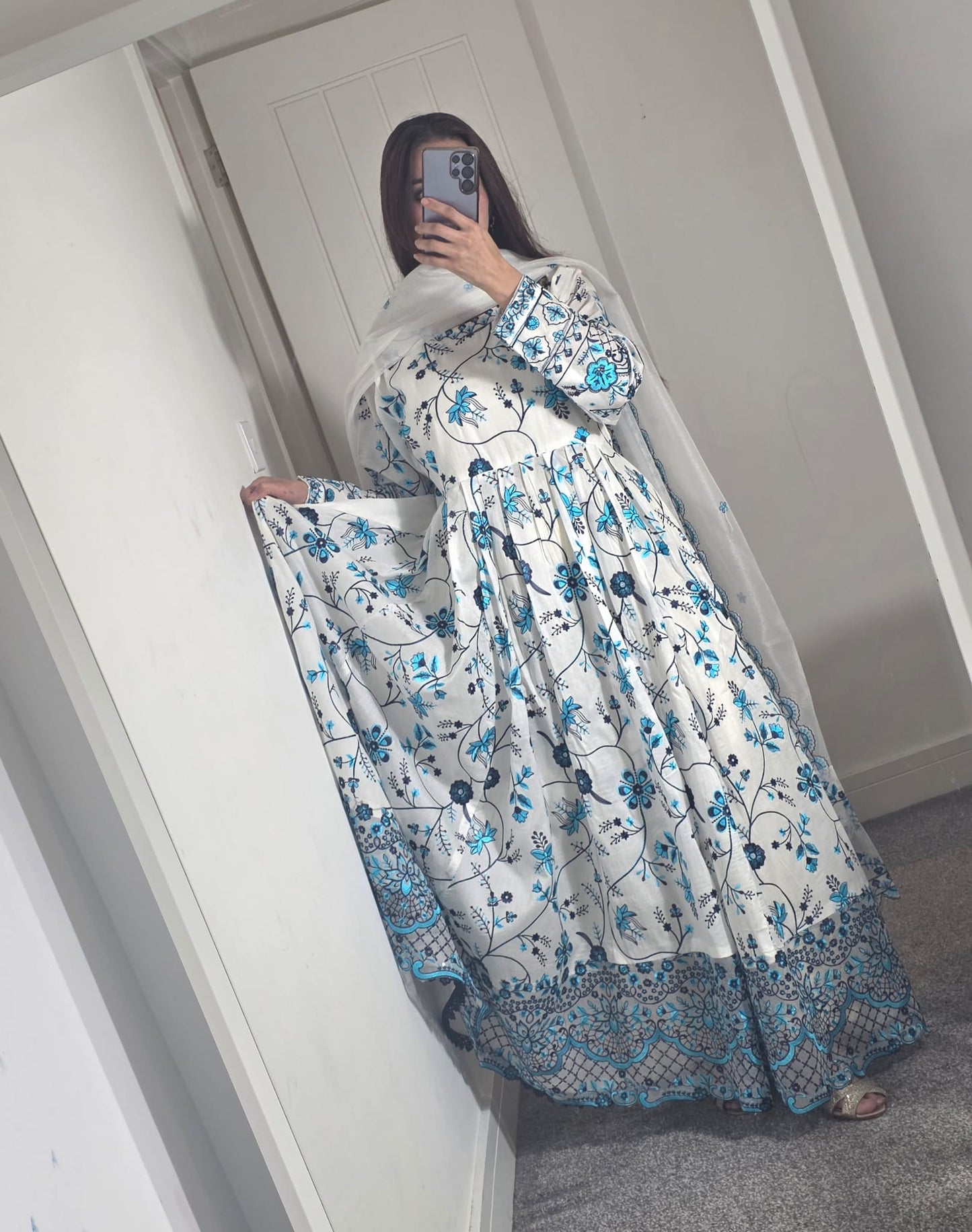Uznau Lawn Three Piece Suit Faiza Saqlain Inspired UZ-LWN-BLU021