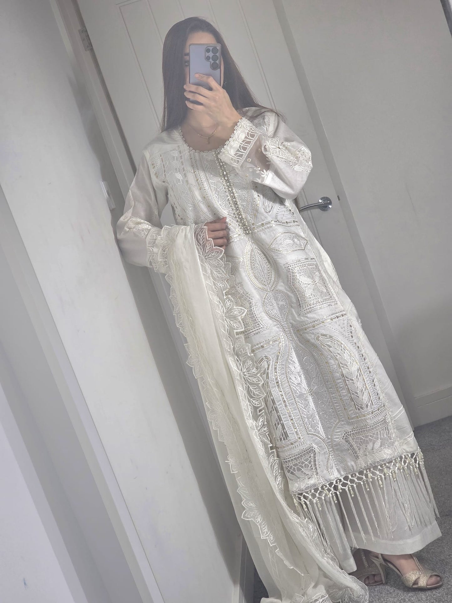 Uznau Lawn Three Piece Suit Maria B Inspired UZ-LWN-WHT013