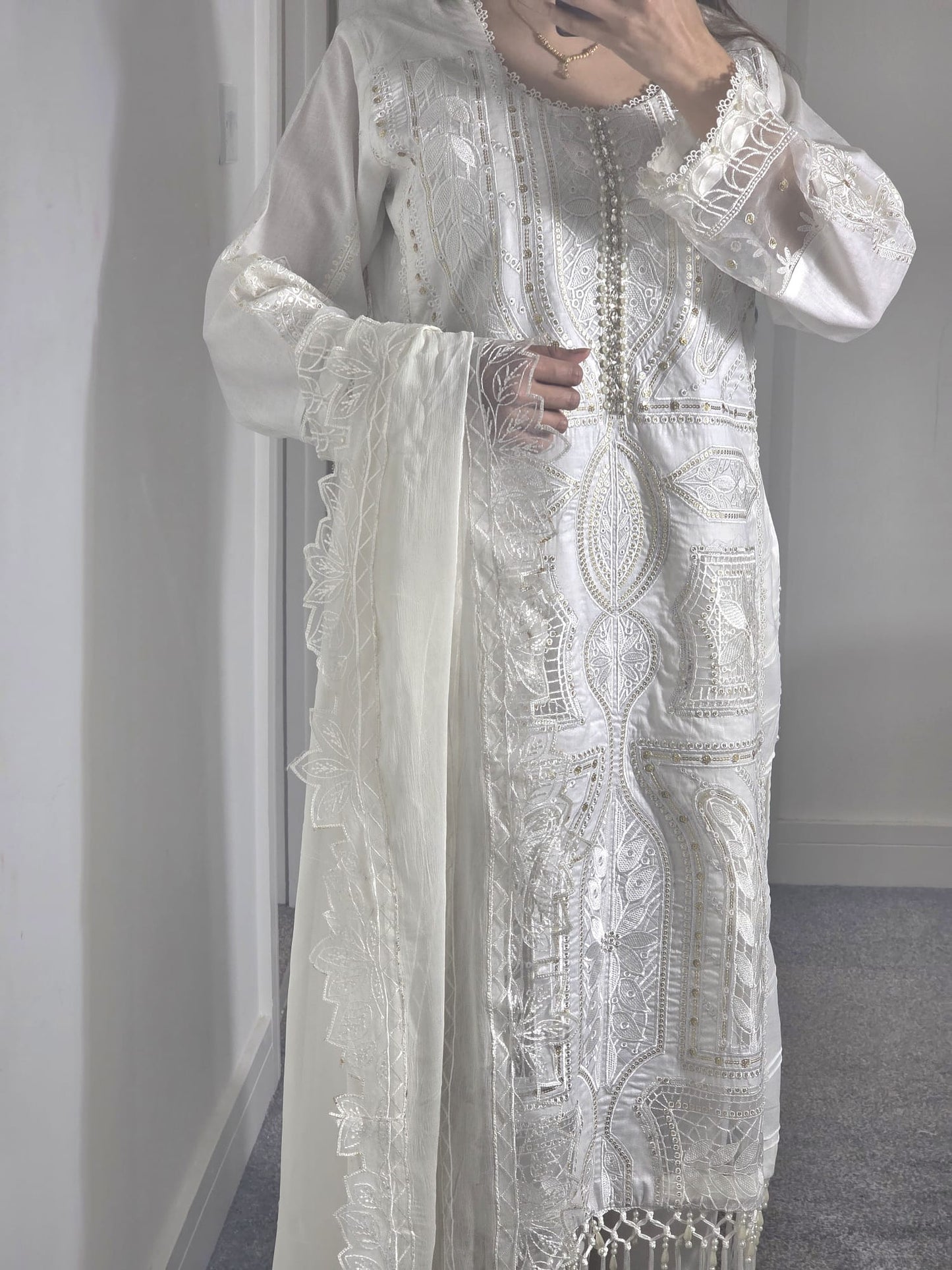 Uznau Lawn Three Piece Suit Maria B Inspired UZ-LWN-WHT013