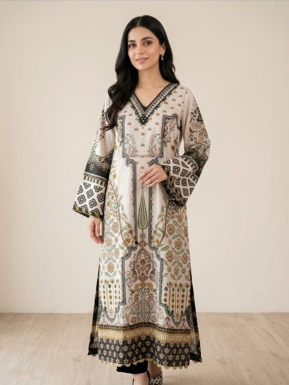 Uznau Two Piece Linen Kaftan UZ-LNN-WHT017