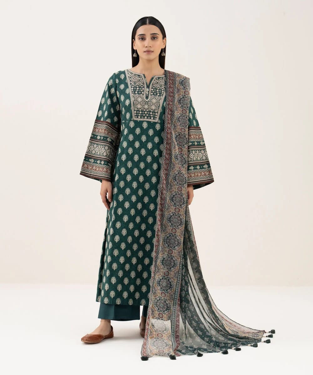 Sapphire Embroidered Linen Three Piece Suit SP-LNN-GR07