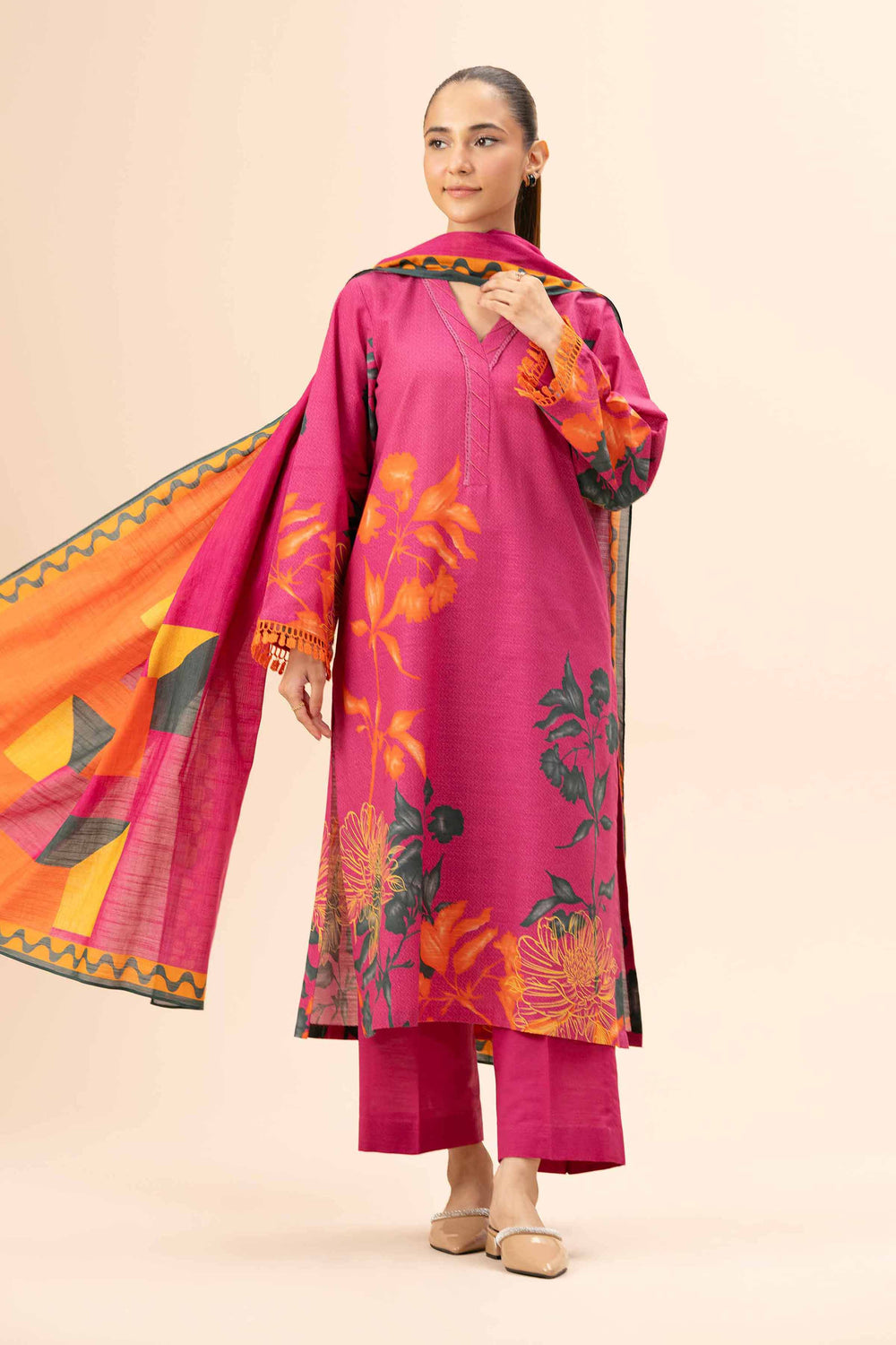 Nishat Khaddar Three Piece Suit NS-KHD-PNK03