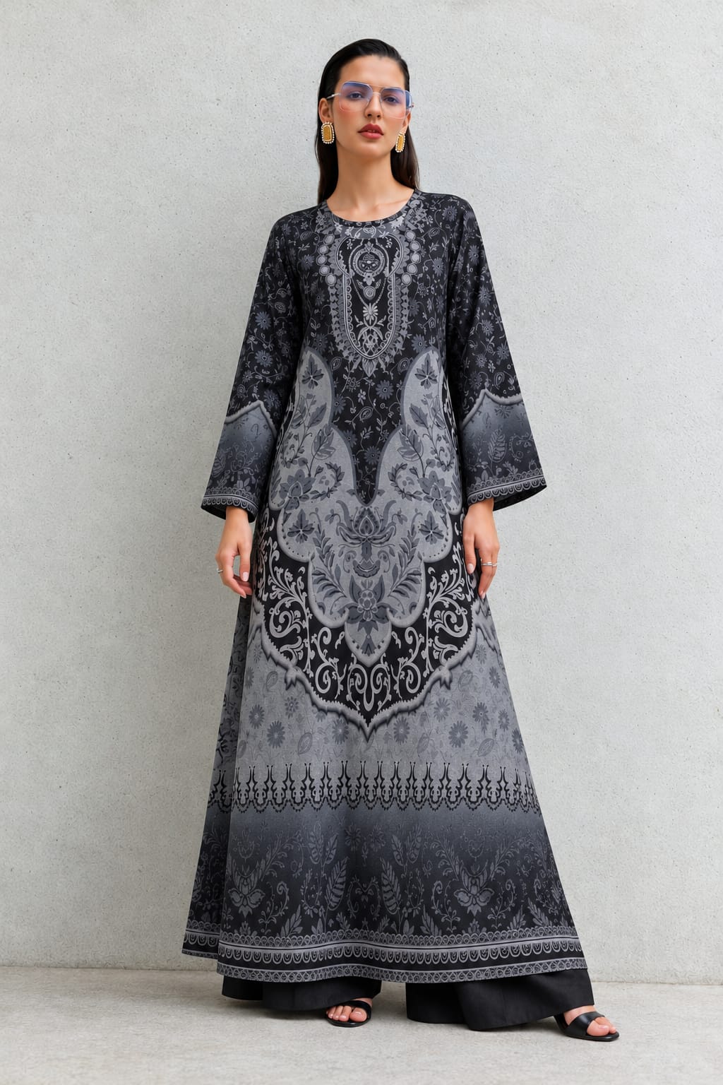 Uznau Marina Two Piece Kaftan UZ-MR-BLK027