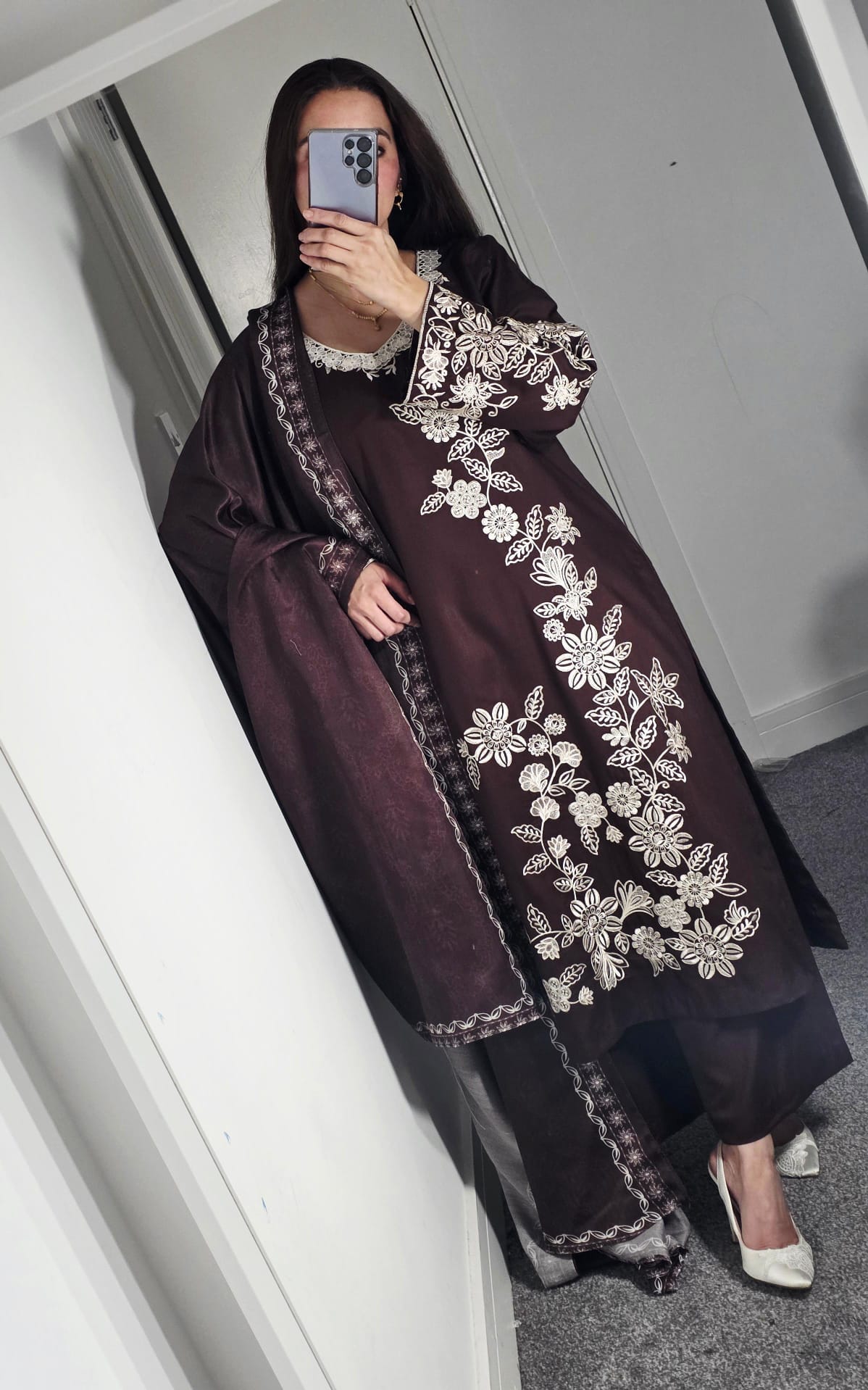 Uznau Embroidered Marina Three Piece Suit UZ-MR-BR06