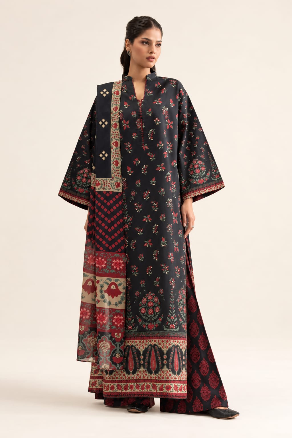 Sapphire Khaddar Three Piece Suit SP-KHD-BLK014
