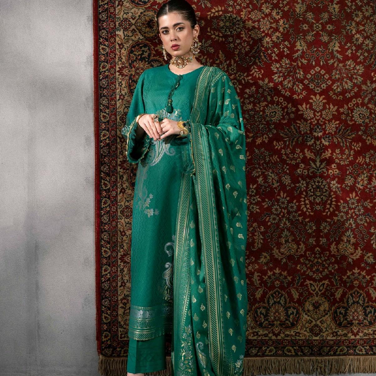 Nishaat linen tailored stiched jacquard Pakistani trouser dupatta kameez traditional  Clothing