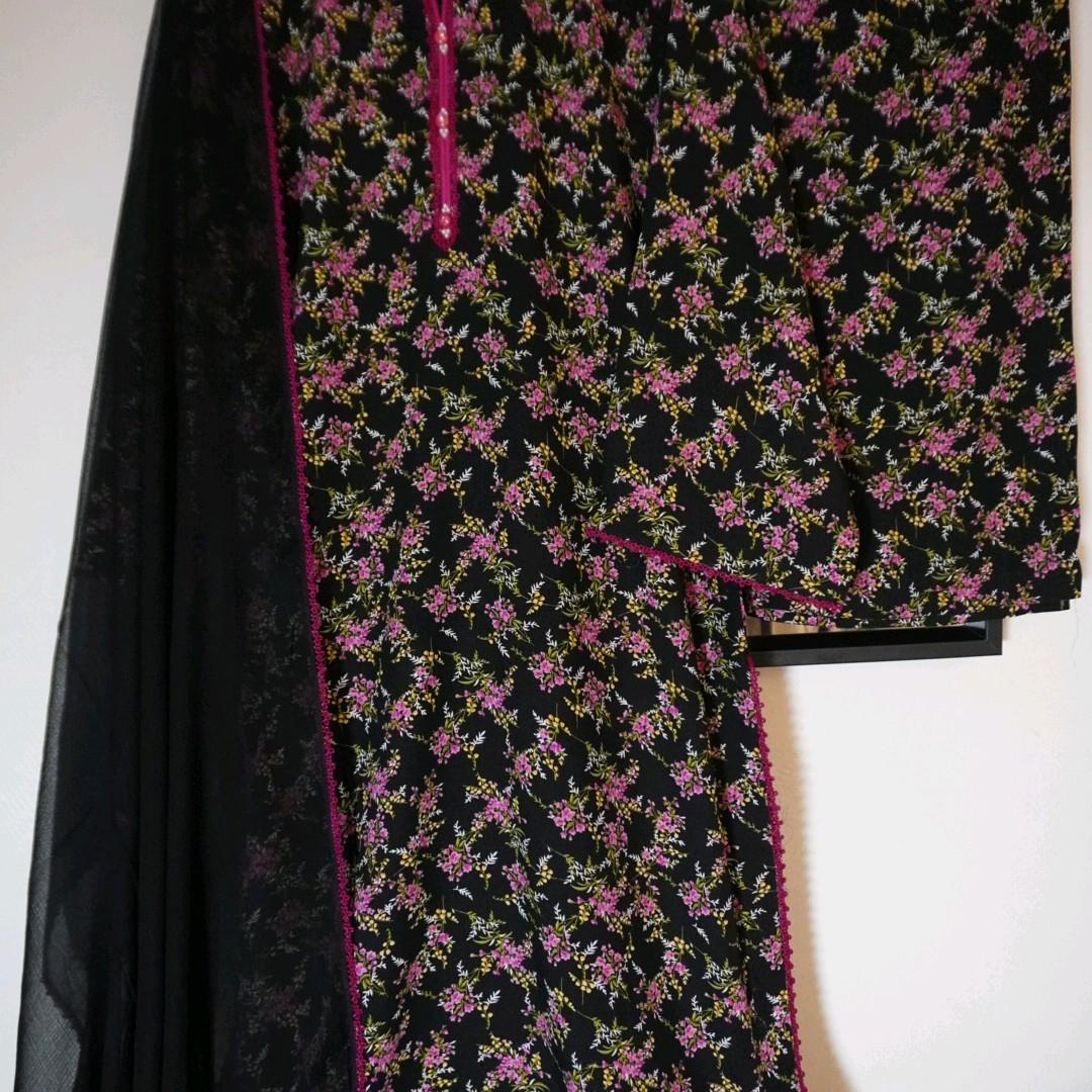 Uznau linen pakistani trouser kameez dupatta Dress Clothing