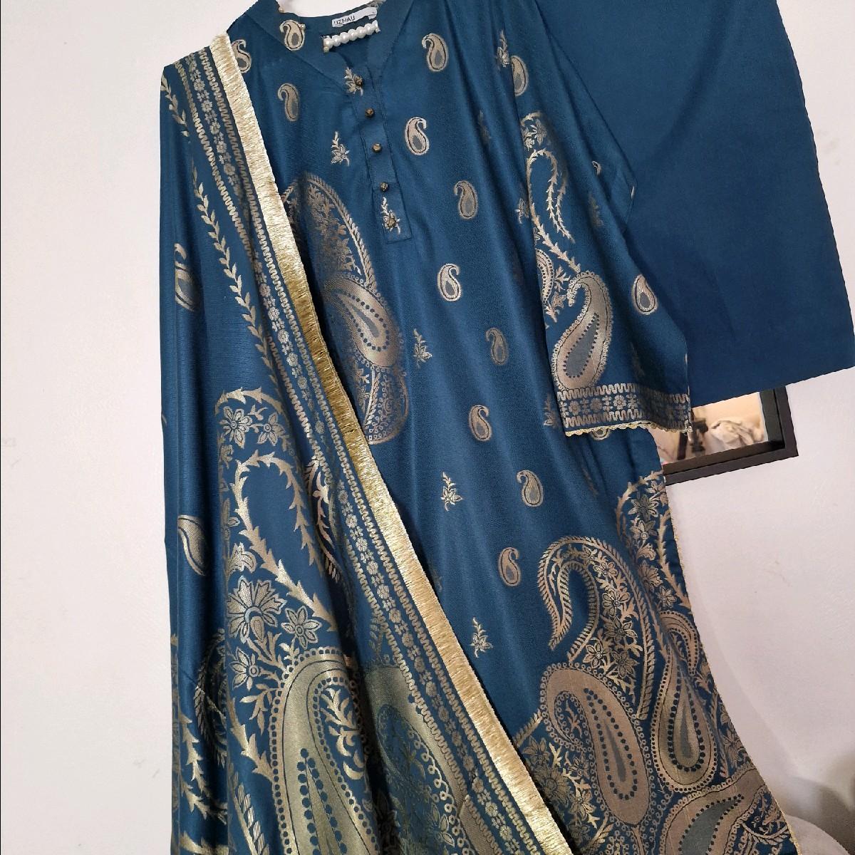 Nishaat linen jacquard Pakistani trouser kameez dupatta traditional Clothing eid collection