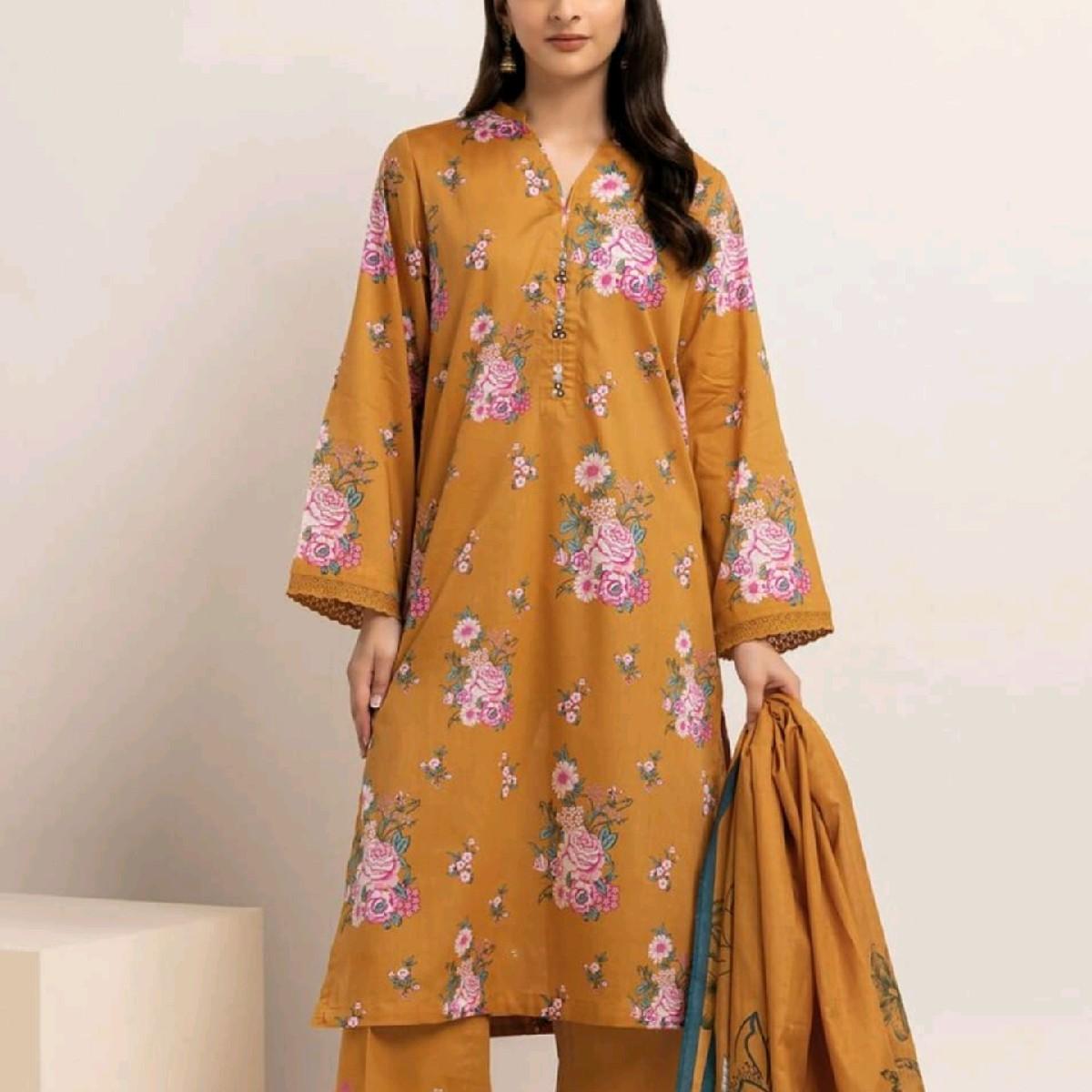 khaadi summer lawn tailored stiched Pakistani trouser kameez dupatta Traditional Clothing