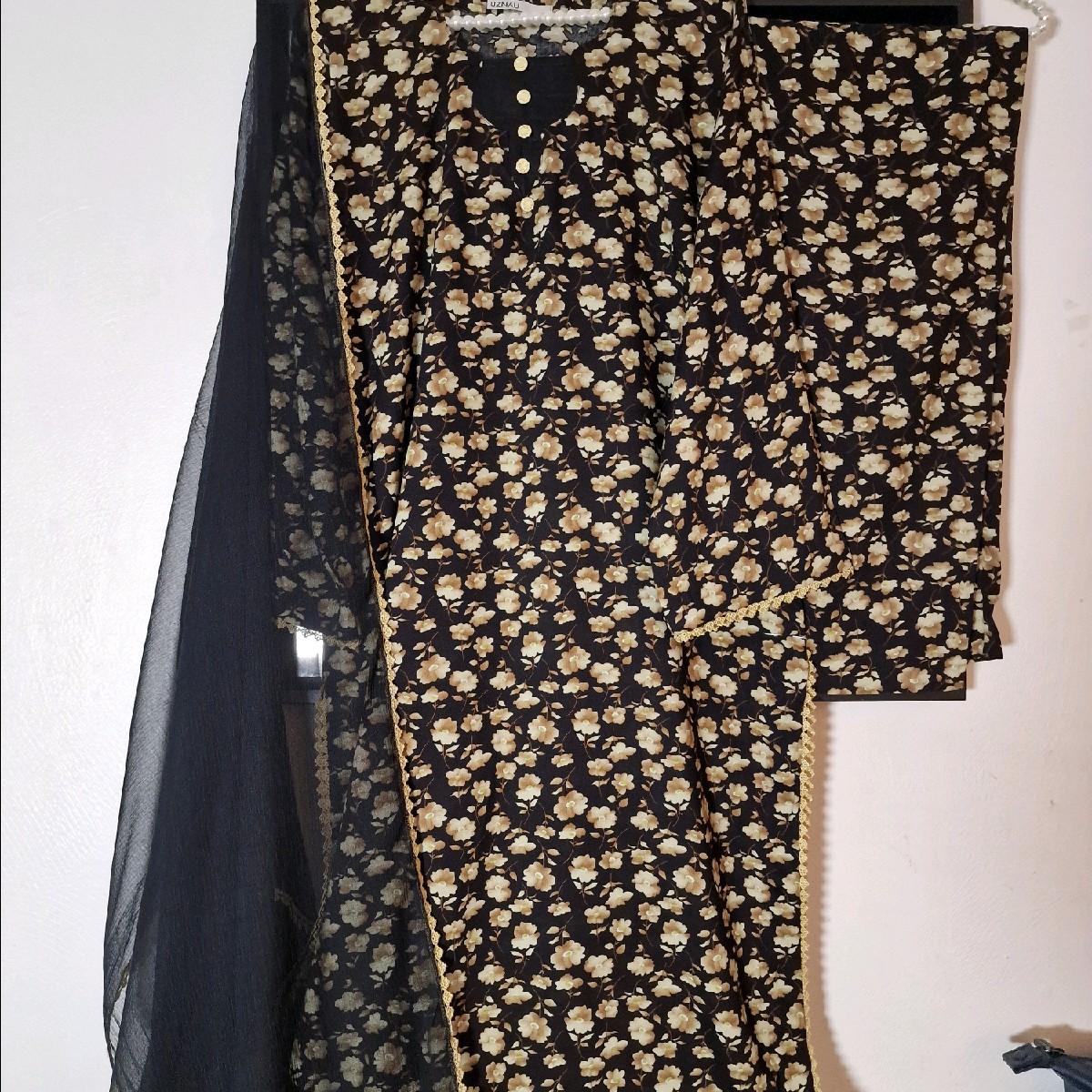 Uznau linen Pakistani trouser dupatta kameez Traditional Clothing floral print