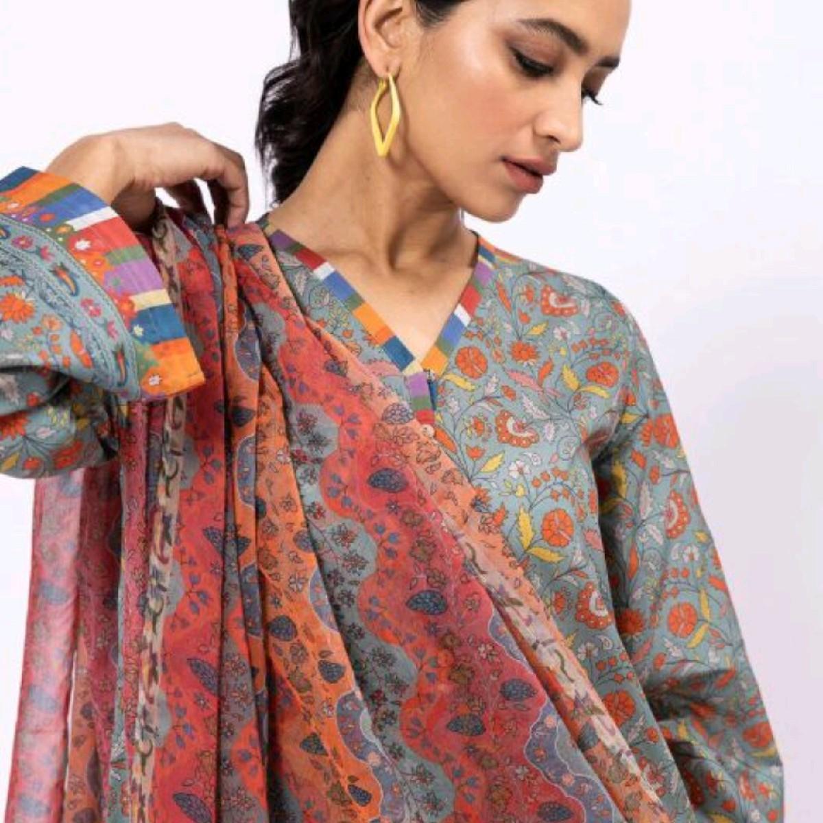 khaadi lawn summer tailored stiched Pakistani trouser kameez dupatta  Traditional Clothing