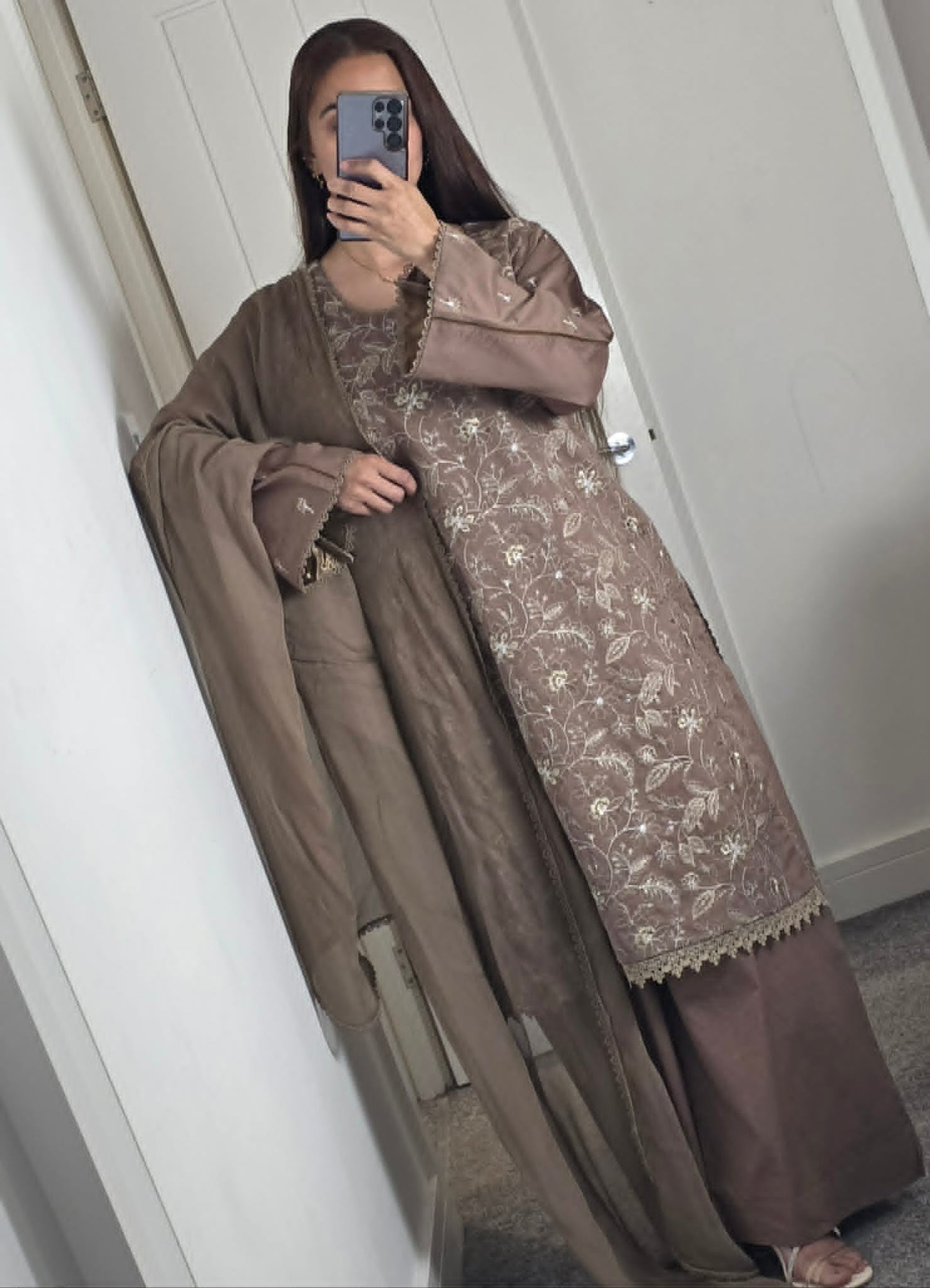 Uznau Embroidered Cotton Three Piece Suit UZ-CT-BR01