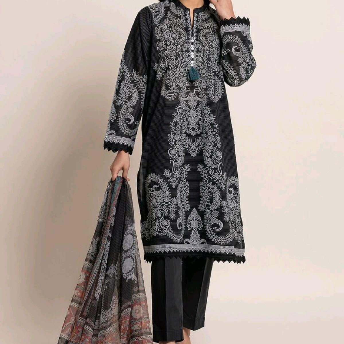 khaadi summer lawn tailored stiched Pakistani trouser kameez dupatta  Traditional Clothing