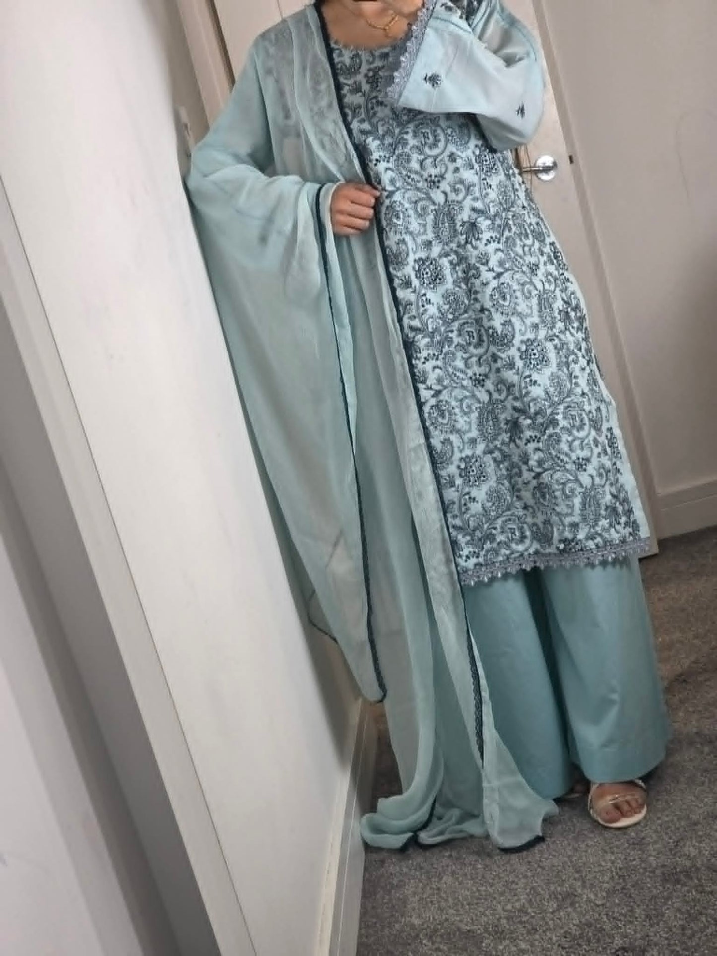Uznau Embroidered Cotton Three Piece Suit UZ-CT-FR01