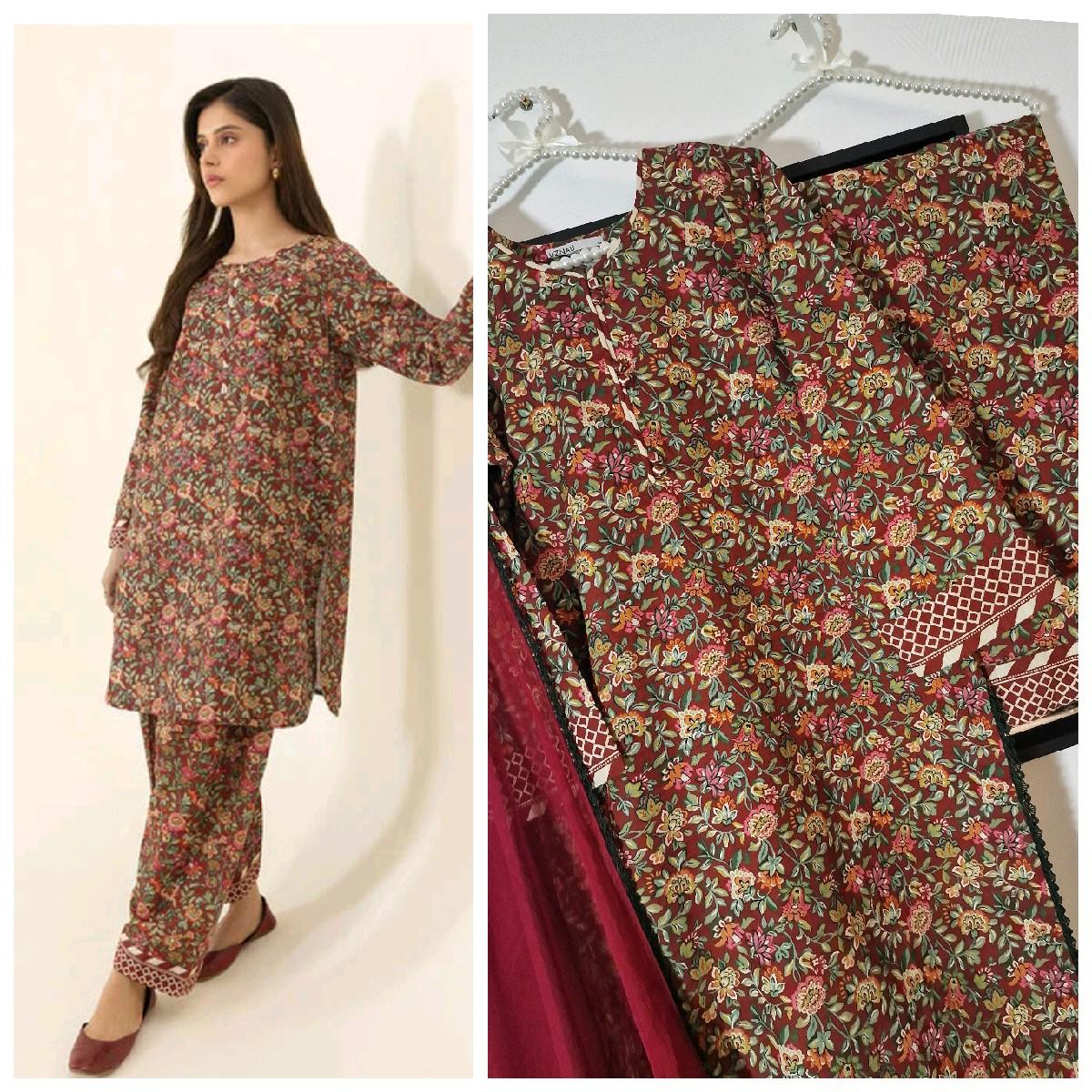 Sapphire khaddar pakistani winter trouser kameez dupatta Floral