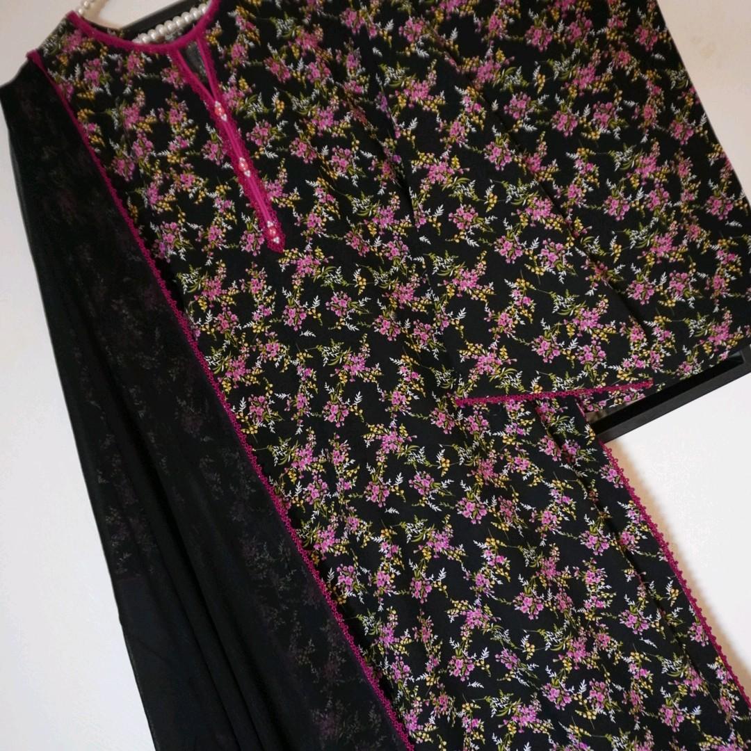 Uznau linen pakistani trouser kameez dupatta Dress Clothing