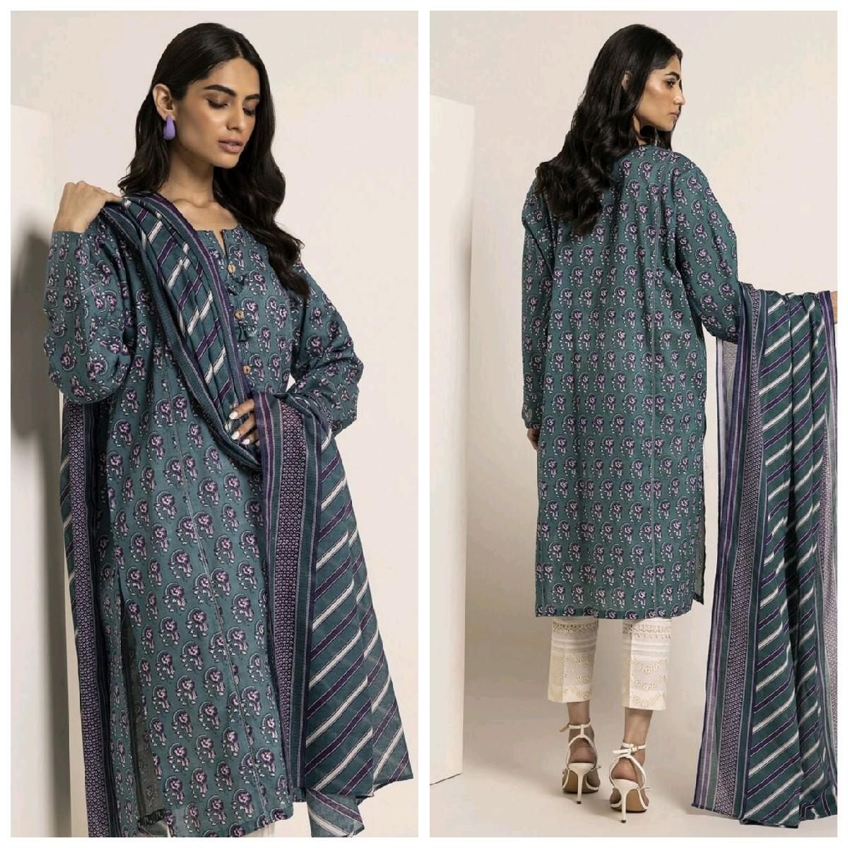 khaadi summer lawn tailored stiched Pakistani trouser kameez dupatta Traditional Clothing