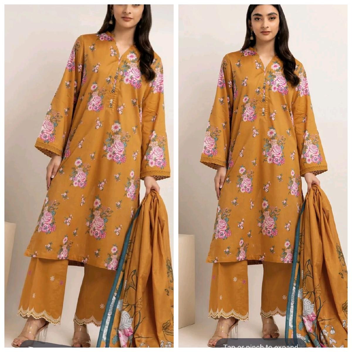 khaadi summer lawn tailored stiched Pakistani trouser kameez dupatta Traditional Clothing