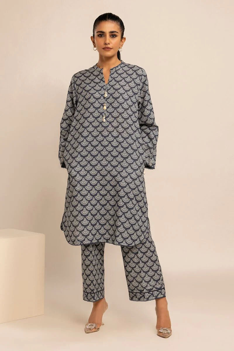 Khaadi Printed Khaddar Three Piece Suit KH-KHD-BLU01