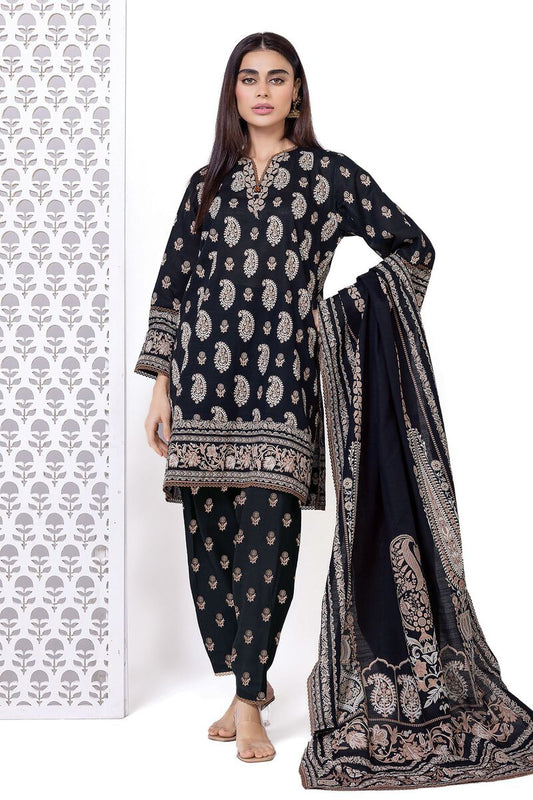 Khaadi Khaddar Three Piece Suit KH-KHD-BLK02