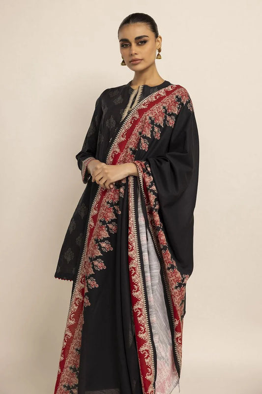 Khaadi Embroided Khaddar Three Piece Suit KH-KHD-BLK01