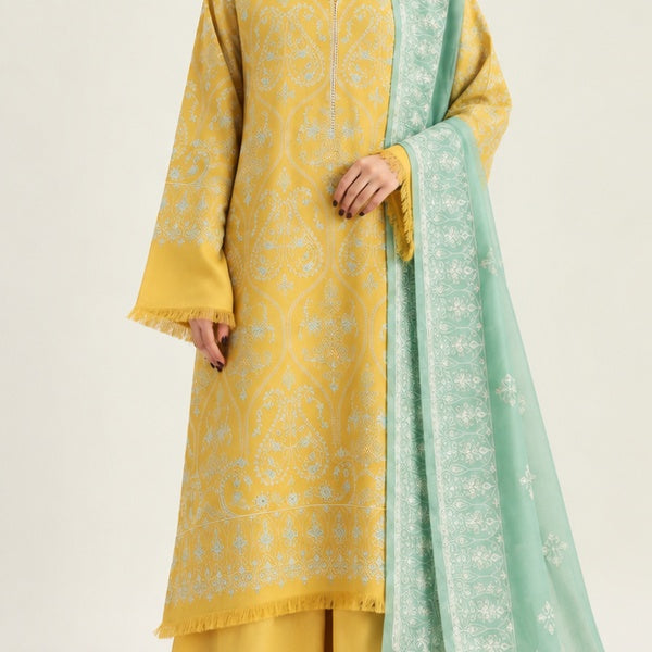 Uznau Embroidered Marina Three Piece Suit UZ-MR-YL02