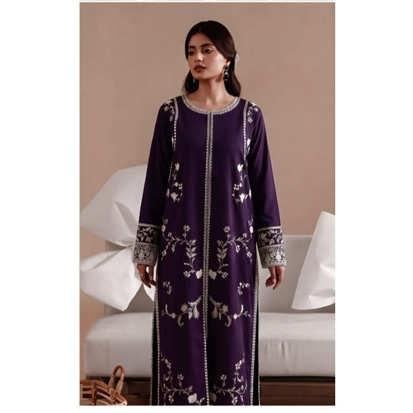 Uznau Embroidred Linen Kaftan Two Piece Suit UZ-LNN-PRP019